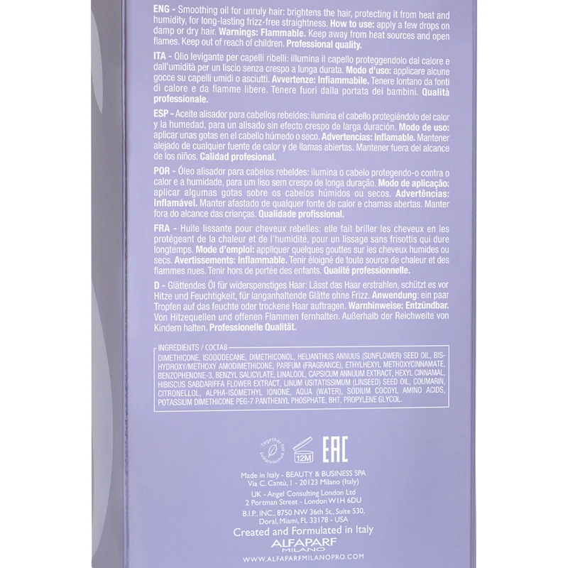 Alfaparf Milano Semi di Lino Smooth Smoothing Oil 100ml - huile lissante