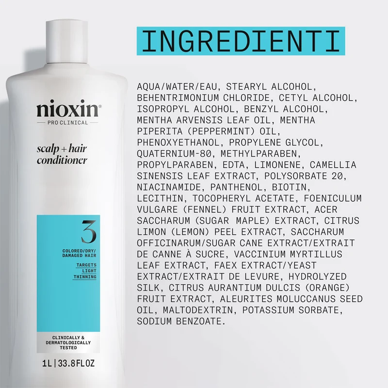 Nioxin Système 3 Scalp + Hair Conditioner 1000ml - après-shampooing anti amincissement léger