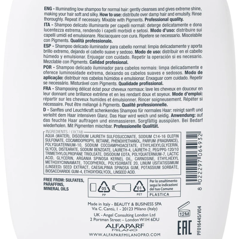 Alfaparf Milano Semi Di Lino Diamond Illuminating Low Shampoo 250ml - shampooing doux illuminateur pour cheveux normaux