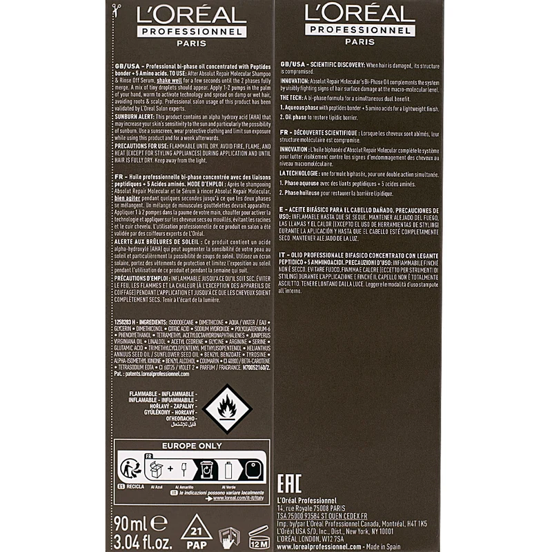 L'Oreal Professionnel Paris Serie Expert Absolut Repair Molecular Oil 90ml - huile cheveux abîmés