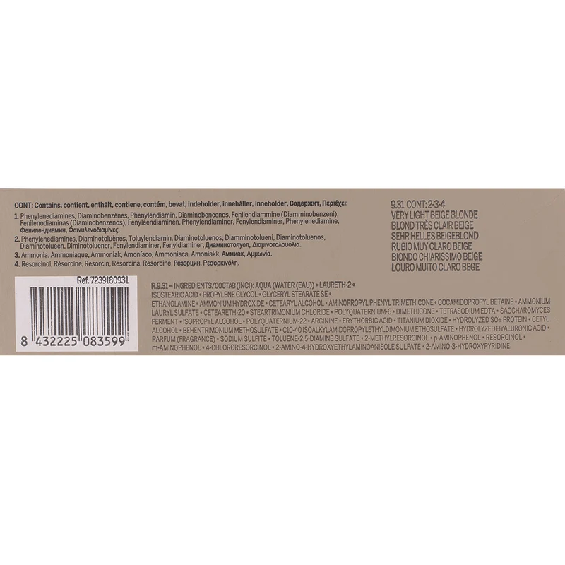 Revlon Professional Revlonissimo Colorcosmetique 9.31 Very Light Beige Blonde 60ml - coloration permanente