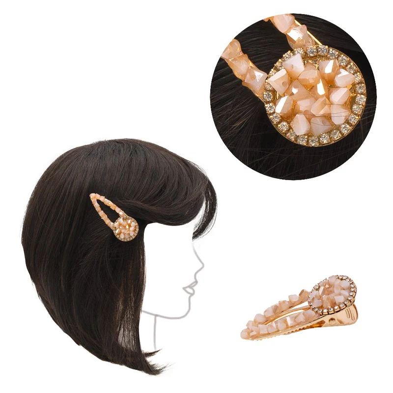 VIAHERMADA Barrette à cheveux avec Strass et Verre Multi Facettes Rose 5,5cm