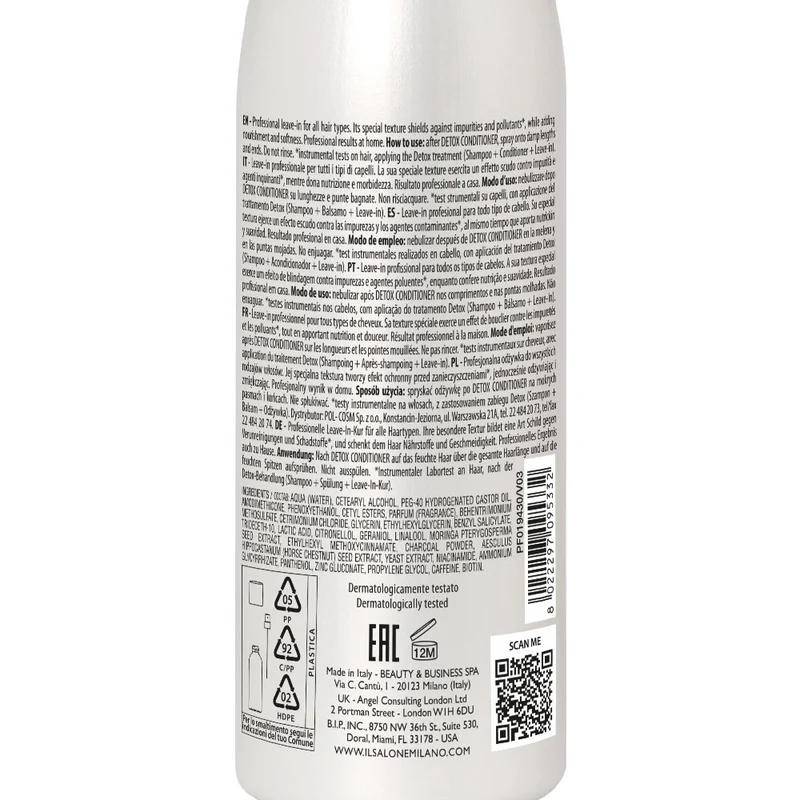 Alfaparf Milano Il Salone Detox Leave In Spray 200ml -après-shampooing purifiant sans rinçage pour tous types de cheveux