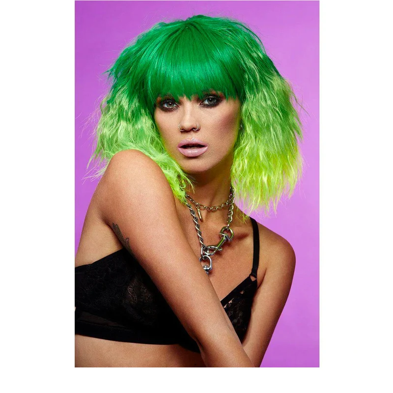 Manic Panic Venus Envy Trash Goddess Wig - perruque vert électrique jaune fluo