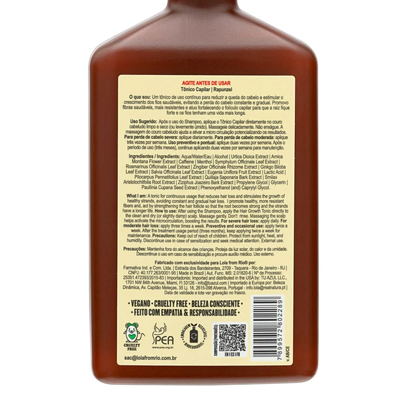 Lola From Rio Rapunzel Tonico do Crescimento 250ml - tonique anti-chute