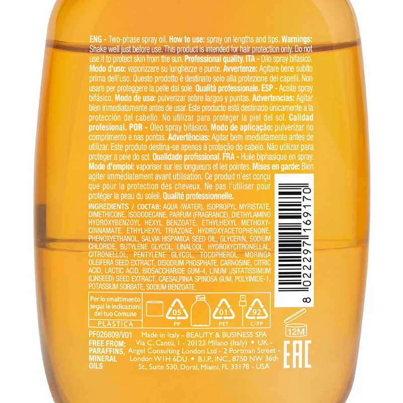 Alfaparf Milano Semi di Lino Sunshine Hair Protective Oil 125ml - huile spray solaire biphasique
