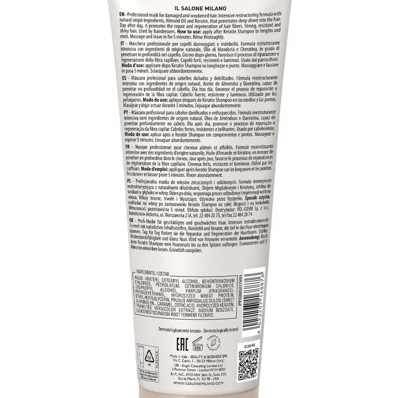 Il Salone Milano Keratin Mask 250ml - masque pour cheveux abîmés et fragilisés