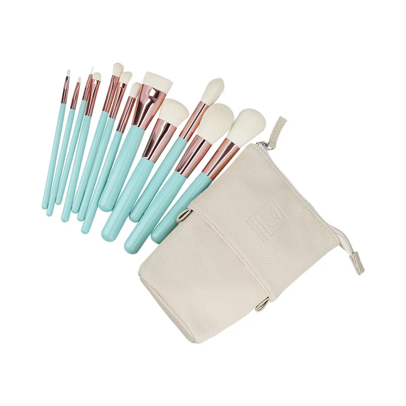 ilū Makeup Brushes 12pcs + Case Set Turquoise - set de pinceaux