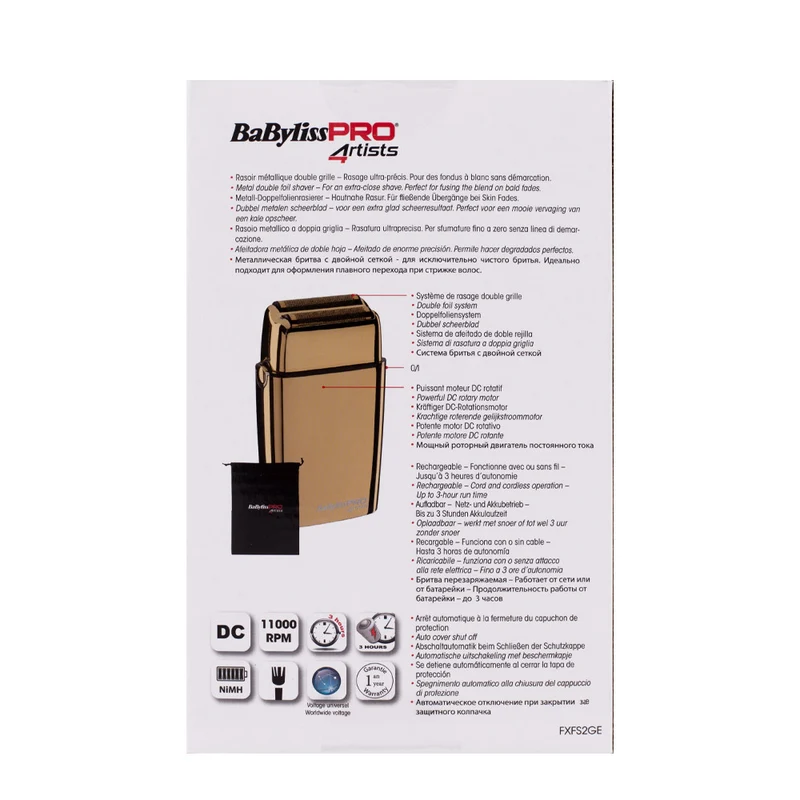 Babyliss Pro 4Artist Double Foil Metal Shaver Gold FOILFX02 - rasoir de finition des métaux