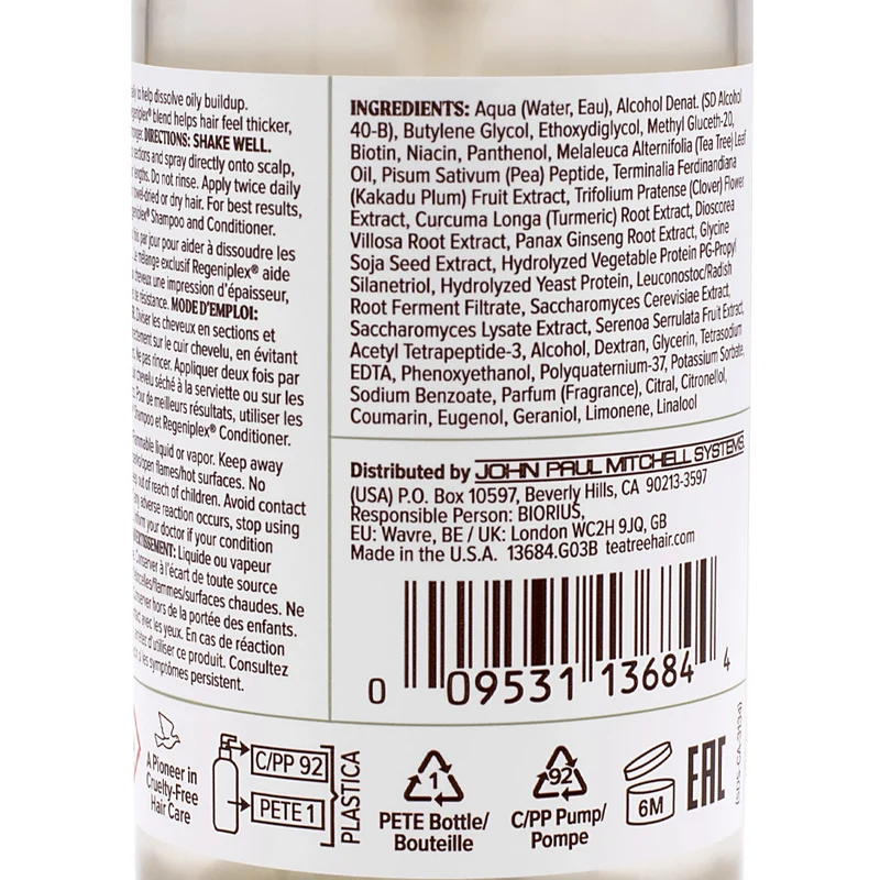 Paul Mitchell Tea Tree Scalp Care Regeniplex Tonic 100ml - revitalisant intensif pour le cuir chevelu