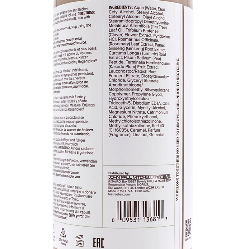 Paul Mitchell Tea Tree Scalp Care Regeniplex Conditioner 1000ml - après-shampoing hydratant cheveux fins