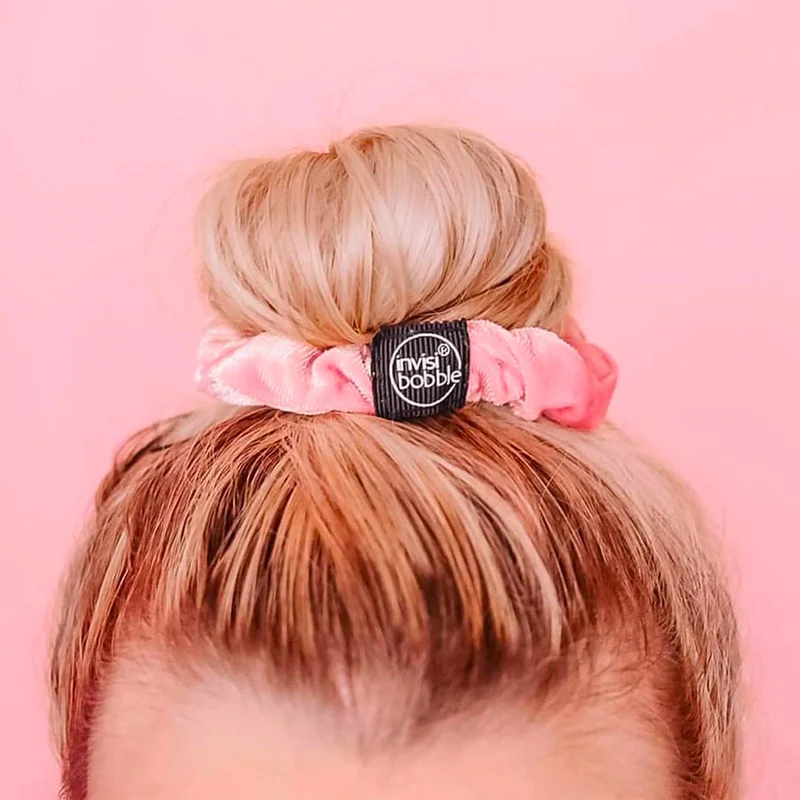 Invisibobble Sprunchie élastique à cheveux vintage en velours rose pastel