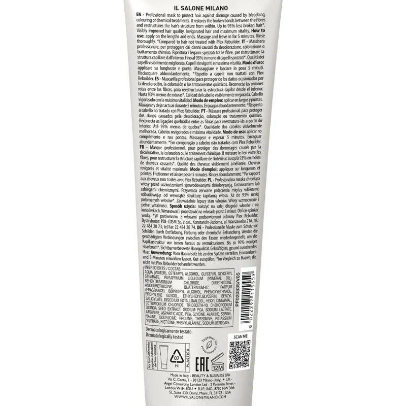 Alfaparf Milano Il Salone Plex Rebuilder Mask 150ml - masque restructurant pour cheveux abîmés