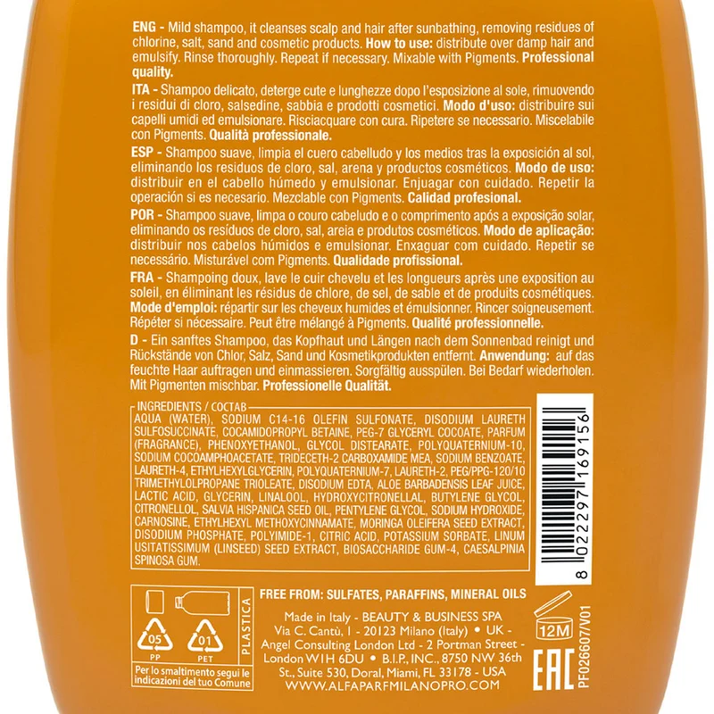 Alfaparf Milano Semi di Lino Sunshine After Sun Low Shampoo 250ml - shampooing doux après-soleil