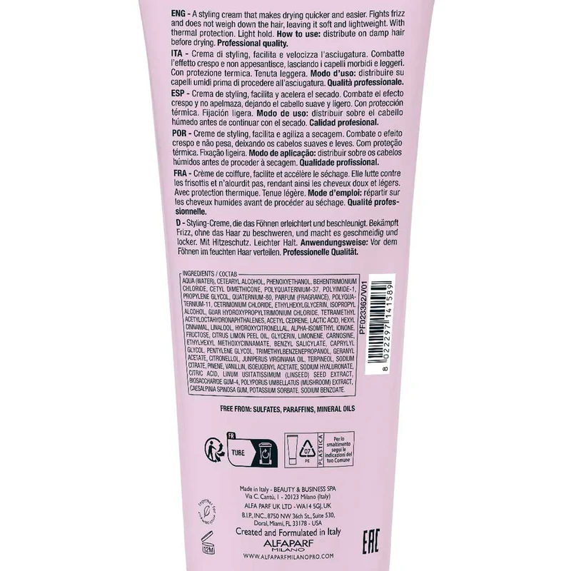 Alfaparf Milano Semi Di Lino Style&Care Blow Dry Cream 200ml - crème coiffante tenue légère