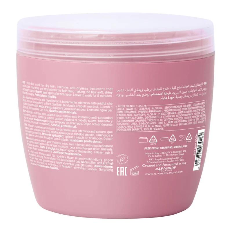 Alfaparf Milano Semi Di Lino Moisture Nutritive Mask 500ml - masque nourrissant pour cheveux secs